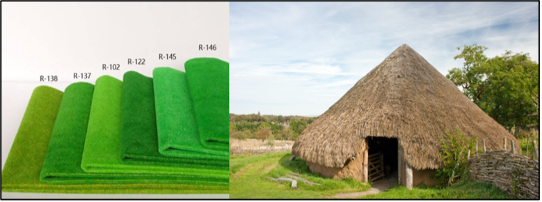 Some examples of grass mat and an example of a crannog roof structure from the Iron Age